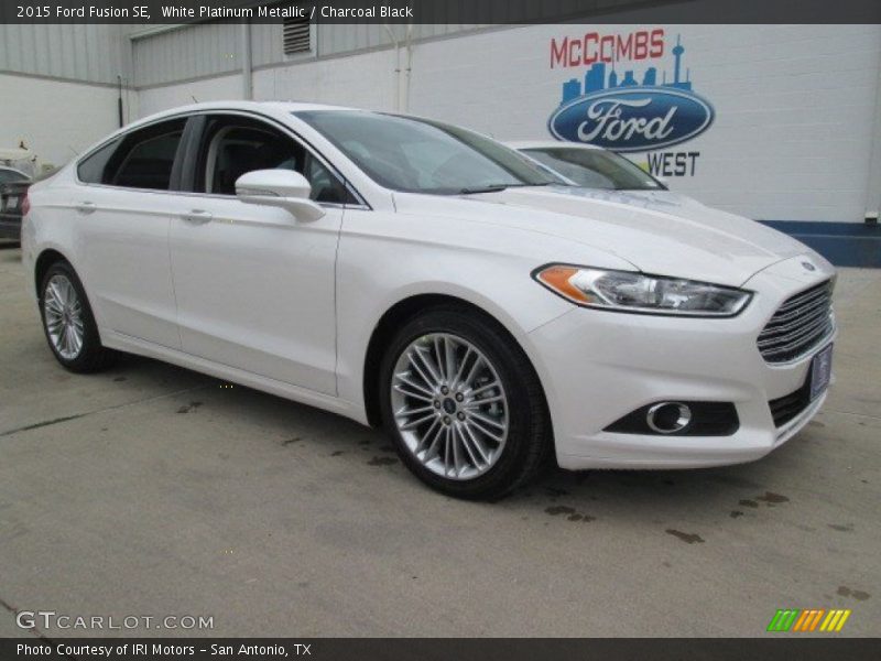 White Platinum Metallic / Charcoal Black 2015 Ford Fusion SE