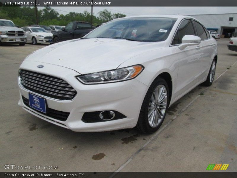 White Platinum Metallic / Charcoal Black 2015 Ford Fusion SE