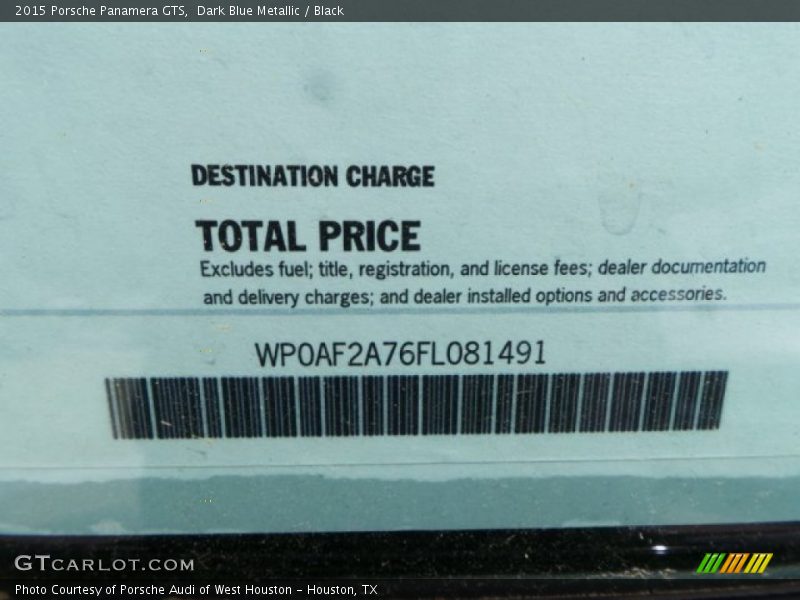 Dark Blue Metallic / Black 2015 Porsche Panamera GTS
