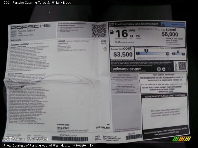 White / Black 2014 Porsche Cayenne Turbo S