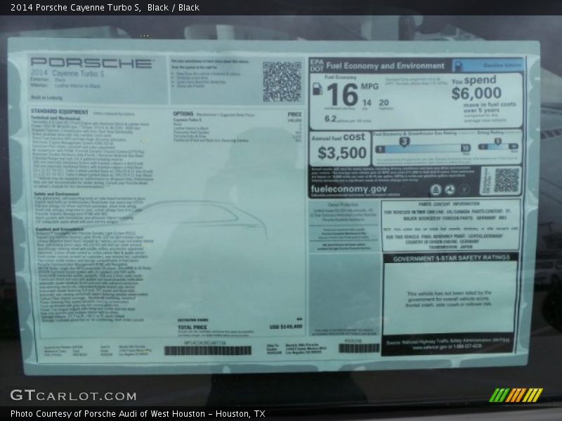  2014 Cayenne Turbo S Window Sticker