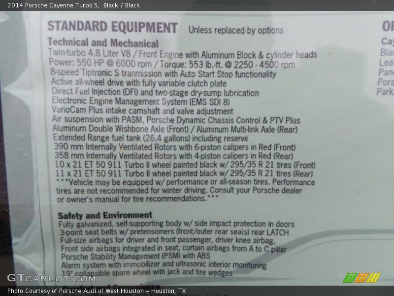  2014 Cayenne Turbo S Window Sticker