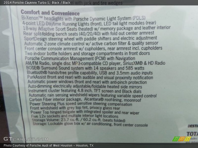  2014 Cayenne Turbo S Window Sticker