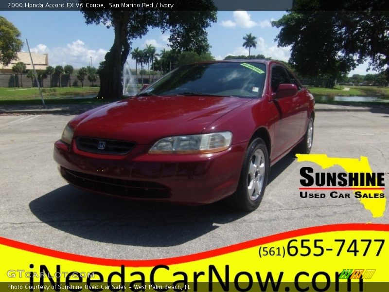 San Marino Red / Ivory 2000 Honda Accord EX V6 Coupe