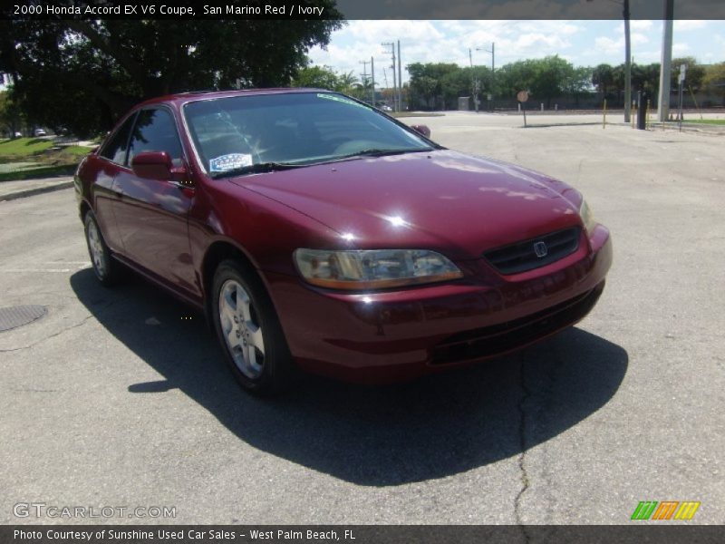 San Marino Red / Ivory 2000 Honda Accord EX V6 Coupe