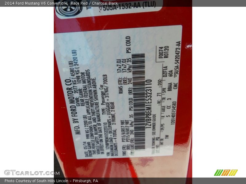 Race Red / Charcoal Black 2014 Ford Mustang V6 Convertible