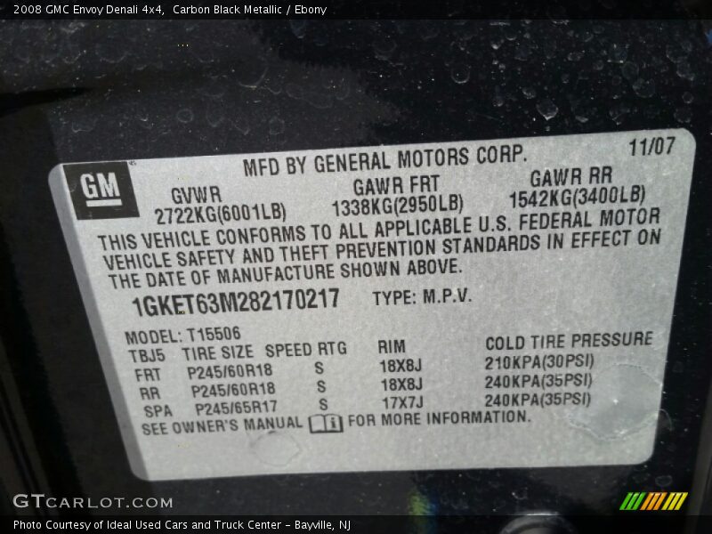 Carbon Black Metallic / Ebony 2008 GMC Envoy Denali 4x4