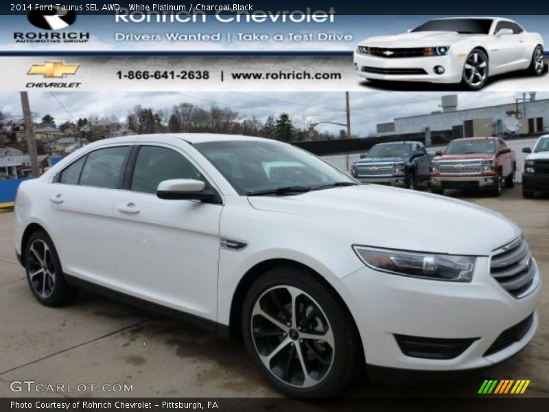 White Platinum / Charcoal Black 2014 Ford Taurus SEL AWD