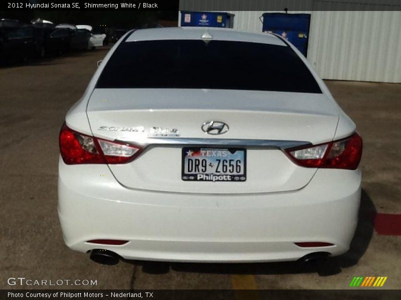 Shimmering White / Black 2012 Hyundai Sonata SE