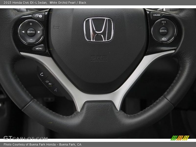 White Orchid Pearl / Black 2015 Honda Civic EX-L Sedan