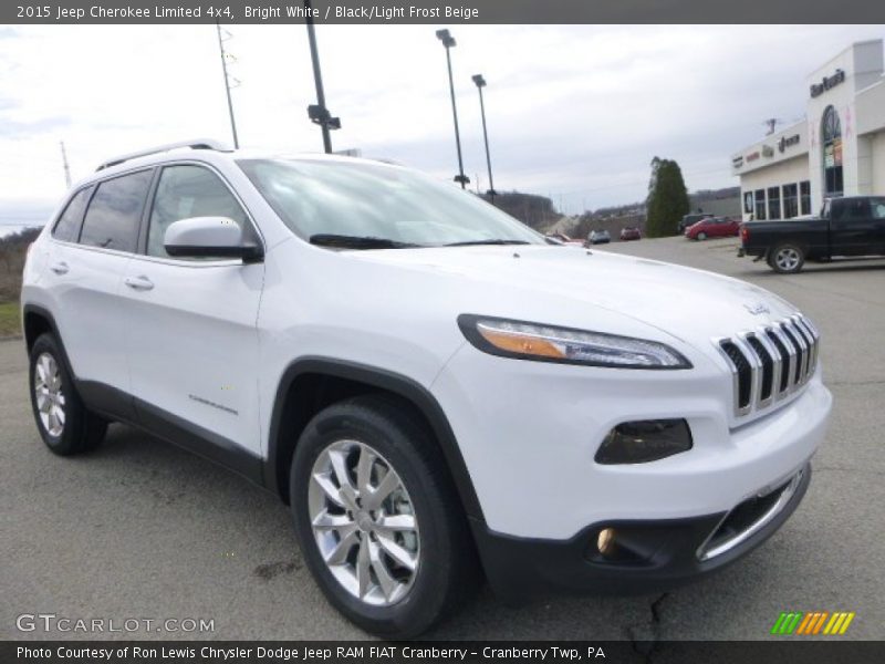 Bright White / Black/Light Frost Beige 2015 Jeep Cherokee Limited 4x4