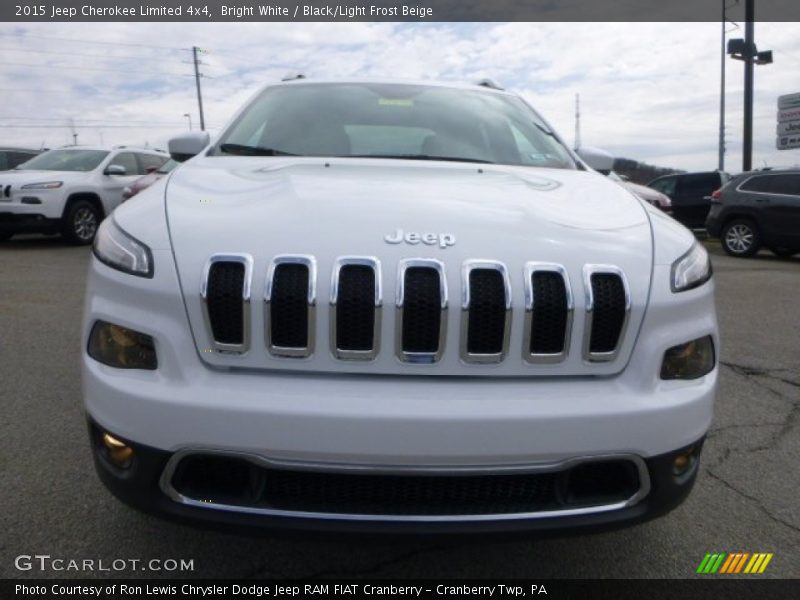 Bright White / Black/Light Frost Beige 2015 Jeep Cherokee Limited 4x4