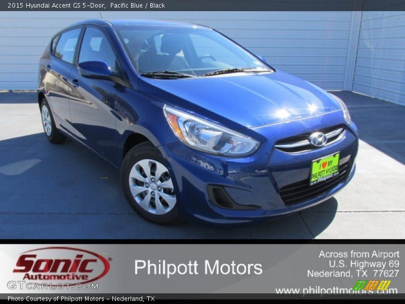 Pacific Blue / Black 2015 Hyundai Accent GS 5-Door