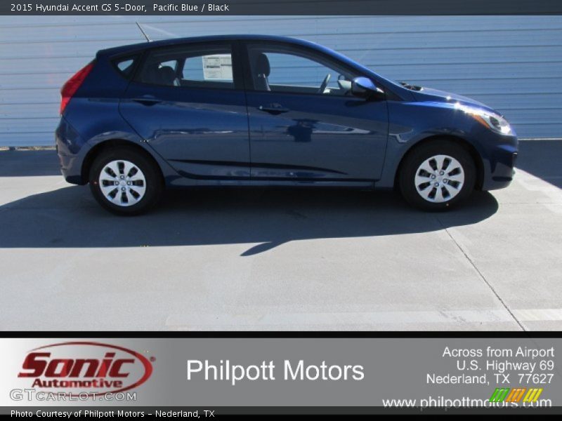 Pacific Blue / Black 2015 Hyundai Accent GS 5-Door