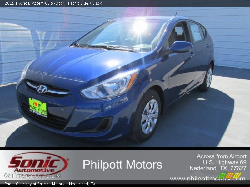 Pacific Blue / Black 2015 Hyundai Accent GS 5-Door