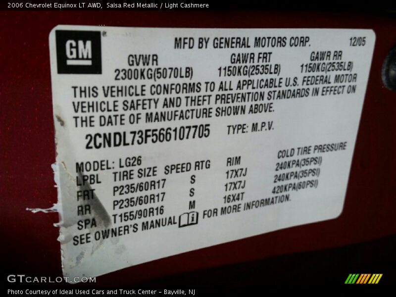 Salsa Red Metallic / Light Cashmere 2006 Chevrolet Equinox LT AWD