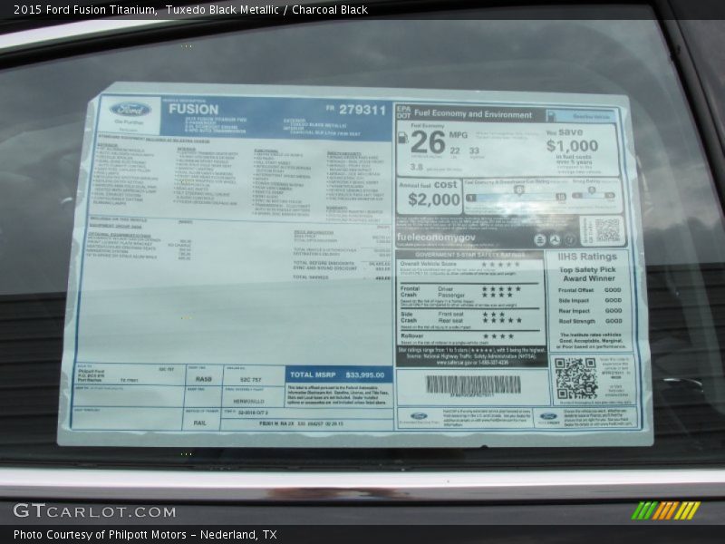 Tuxedo Black Metallic / Charcoal Black 2015 Ford Fusion Titanium