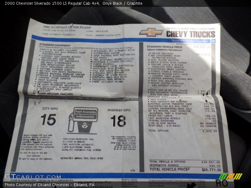 Onyx Black / Graphite 2000 Chevrolet Silverado 1500 LS Regular Cab 4x4