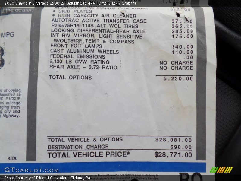 Onyx Black / Graphite 2000 Chevrolet Silverado 1500 LS Regular Cab 4x4