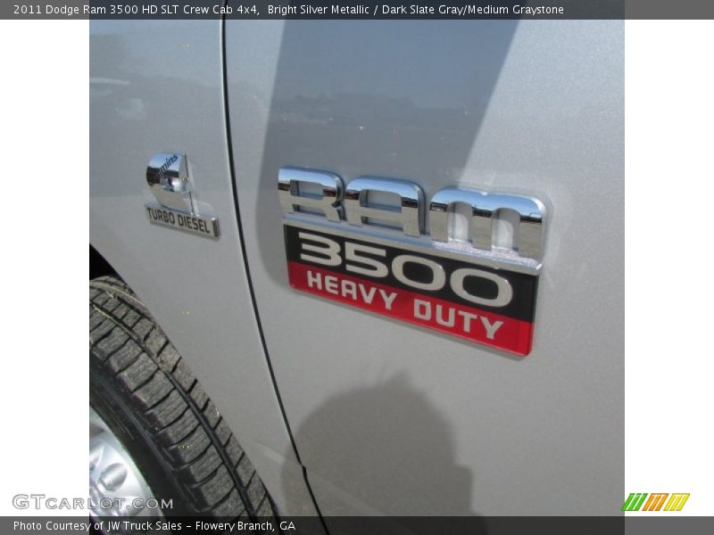 Bright Silver Metallic / Dark Slate Gray/Medium Graystone 2011 Dodge Ram 3500 HD SLT Crew Cab 4x4