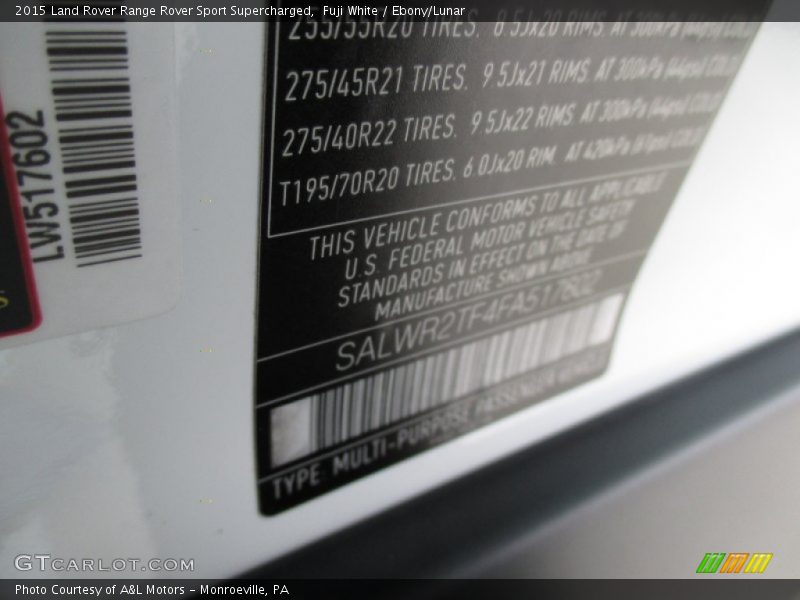 Fuji White / Ebony/Lunar 2015 Land Rover Range Rover Sport Supercharged