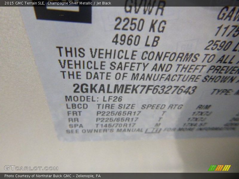 Champagne Silver Metallic / Jet Black 2015 GMC Terrain SLE