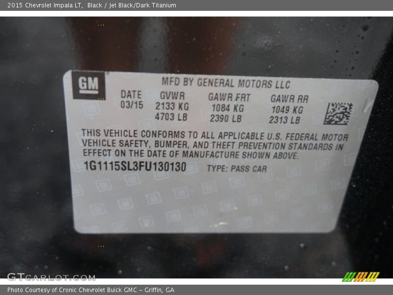 Black / Jet Black/Dark Titanium 2015 Chevrolet Impala LT