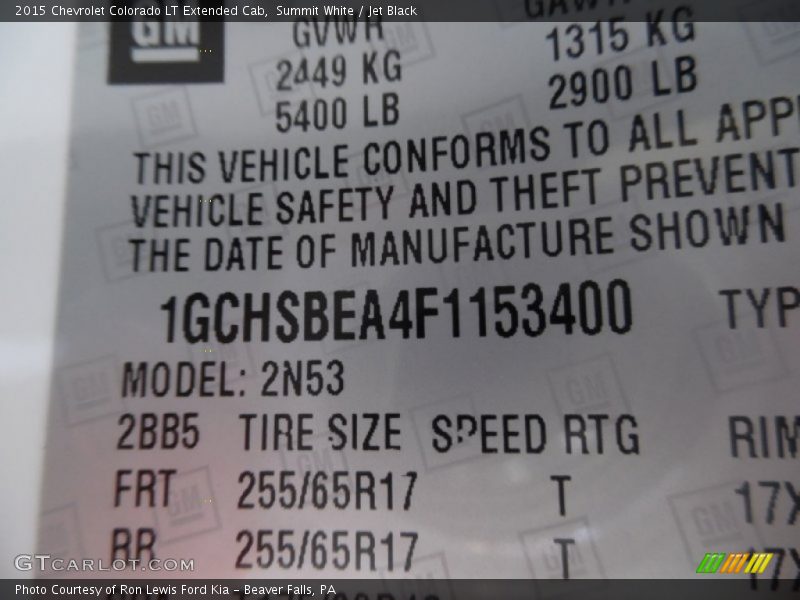 Summit White / Jet Black 2015 Chevrolet Colorado LT Extended Cab