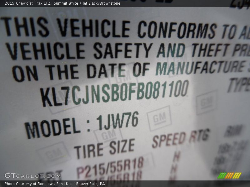 Summit White / Jet Black/Brownstone 2015 Chevrolet Trax LTZ