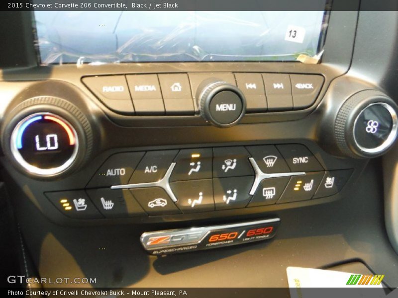 Controls of 2015 Corvette Z06 Convertible