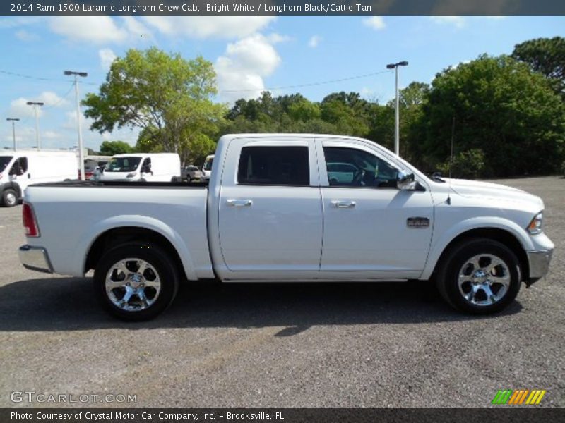 Bright White / Longhorn Black/Cattle Tan 2014 Ram 1500 Laramie Longhorn Crew Cab