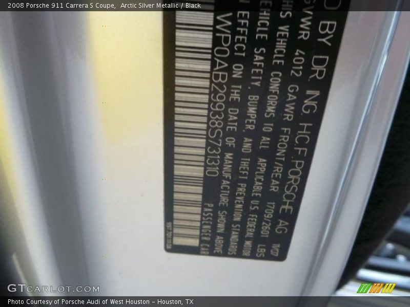 Arctic Silver Metallic / Black 2008 Porsche 911 Carrera S Coupe