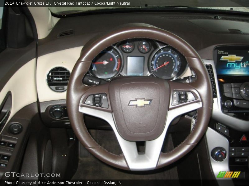Crystal Red Tintcoat / Cocoa/Light Neutral 2014 Chevrolet Cruze LT