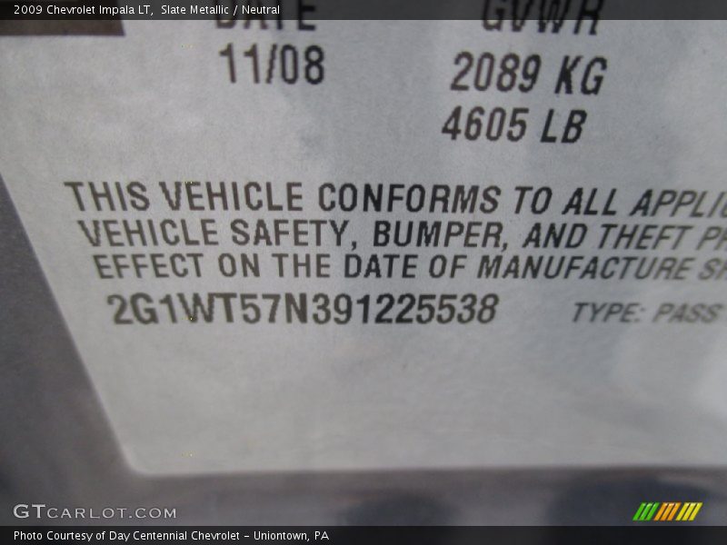 Slate Metallic / Neutral 2009 Chevrolet Impala LT