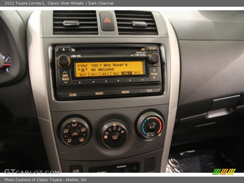 Classic Silver Metallic / Dark Charcoal 2012 Toyota Corolla S