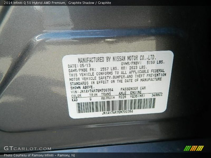 Graphite Shadow / Graphite 2014 Infiniti Q 50 Hybrid AWD Premium