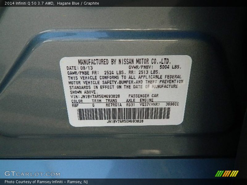 Hagane Blue / Graphite 2014 Infiniti Q 50 3.7 AWD