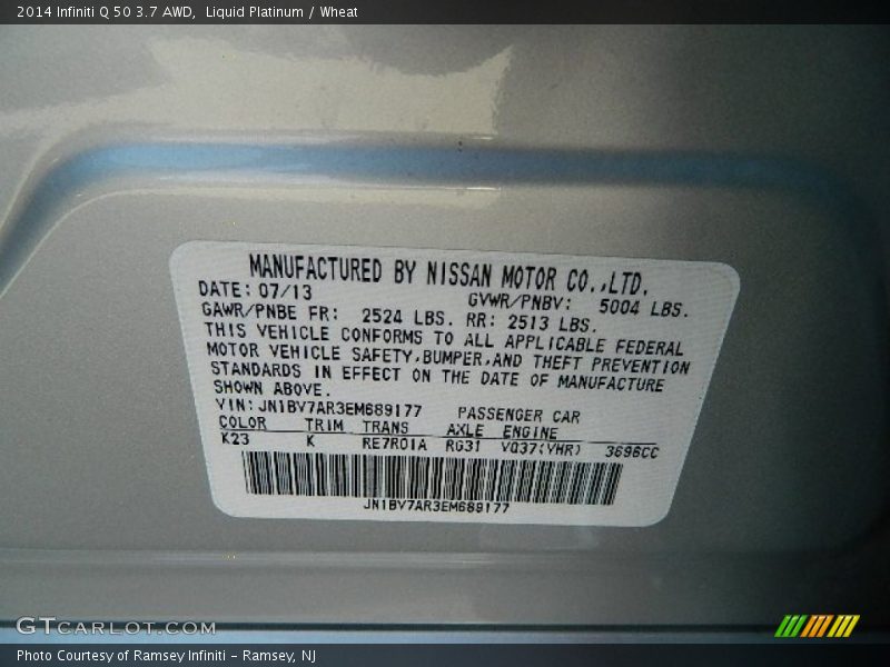 Liquid Platinum / Wheat 2014 Infiniti Q 50 3.7 AWD