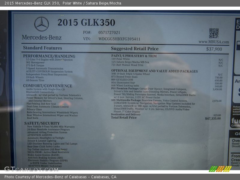 Polar White / Sahara Beige/Mocha 2015 Mercedes-Benz GLK 350