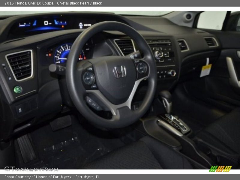 Crystal Black Pearl / Black 2015 Honda Civic LX Coupe