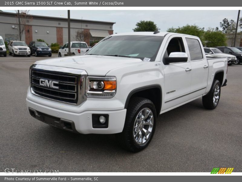 Summit White / Cocoa/Dune 2015 GMC Sierra 1500 SLT Crew Cab