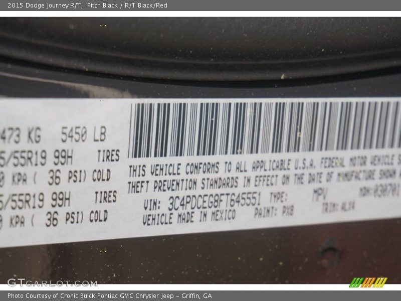 Pitch Black / R/T Black/Red 2015 Dodge Journey R/T