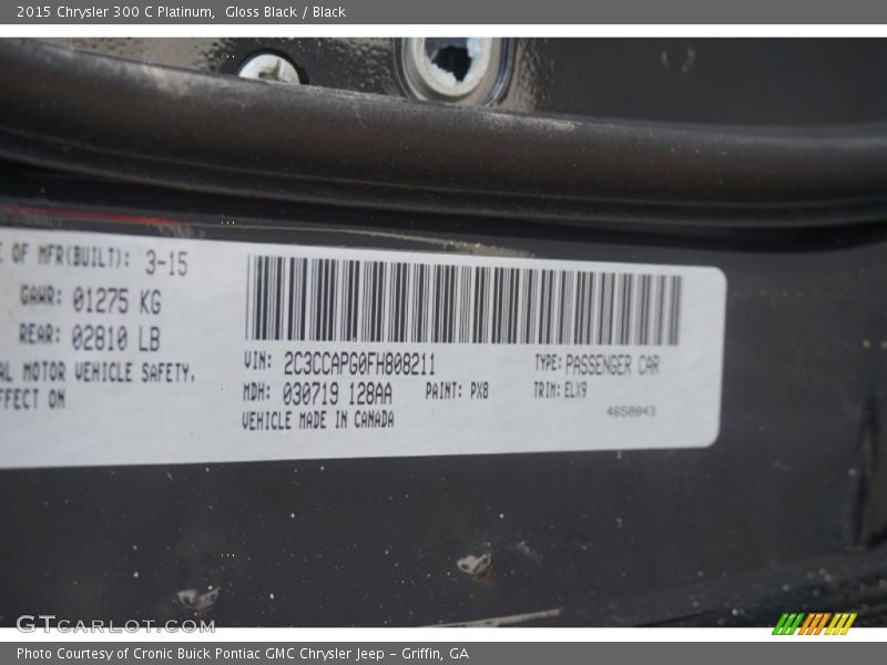 Gloss Black / Black 2015 Chrysler 300 C Platinum