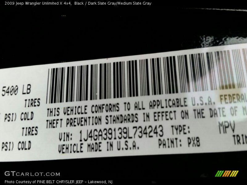 Black / Dark Slate Gray/Medium Slate Gray 2009 Jeep Wrangler Unlimited X 4x4