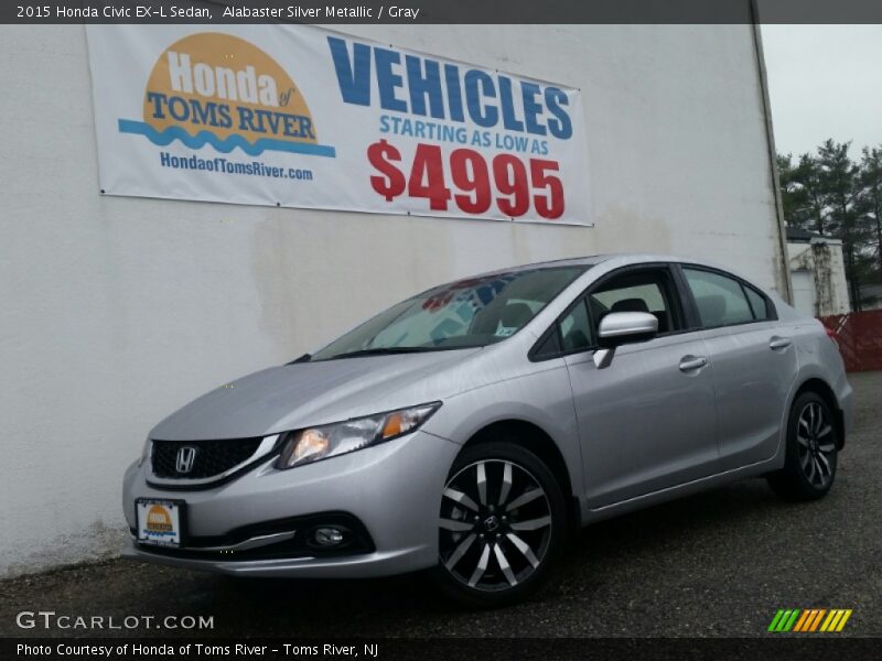 Alabaster Silver Metallic / Gray 2015 Honda Civic EX-L Sedan