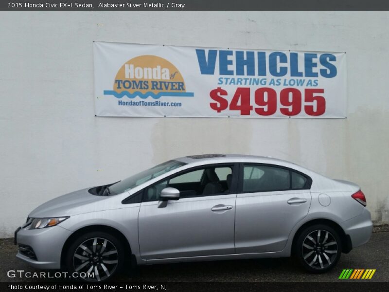 Alabaster Silver Metallic / Gray 2015 Honda Civic EX-L Sedan