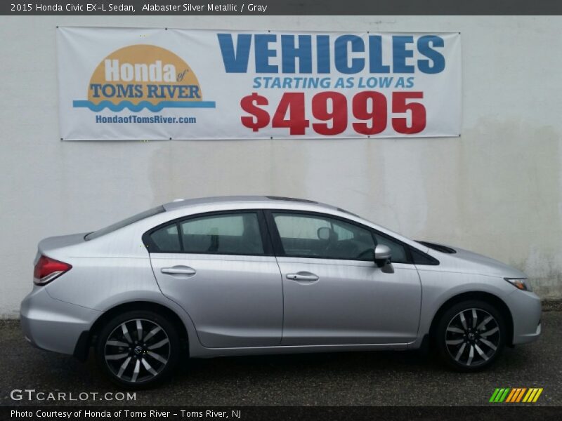 Alabaster Silver Metallic / Gray 2015 Honda Civic EX-L Sedan
