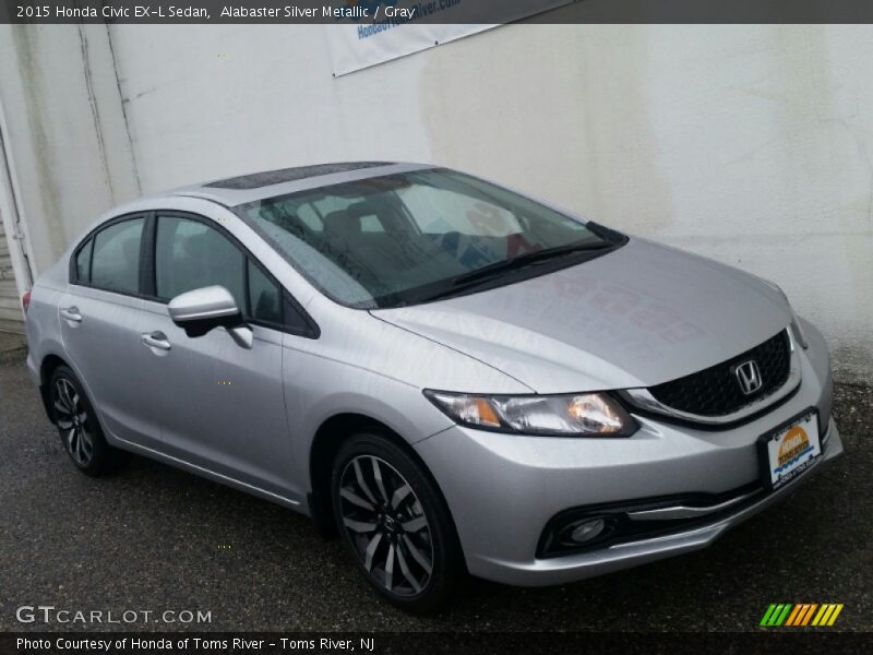 Alabaster Silver Metallic / Gray 2015 Honda Civic EX-L Sedan