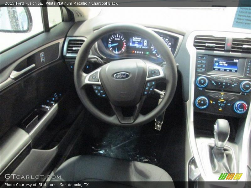 White Platinum Metallic / Charcoal Black 2015 Ford Fusion SE