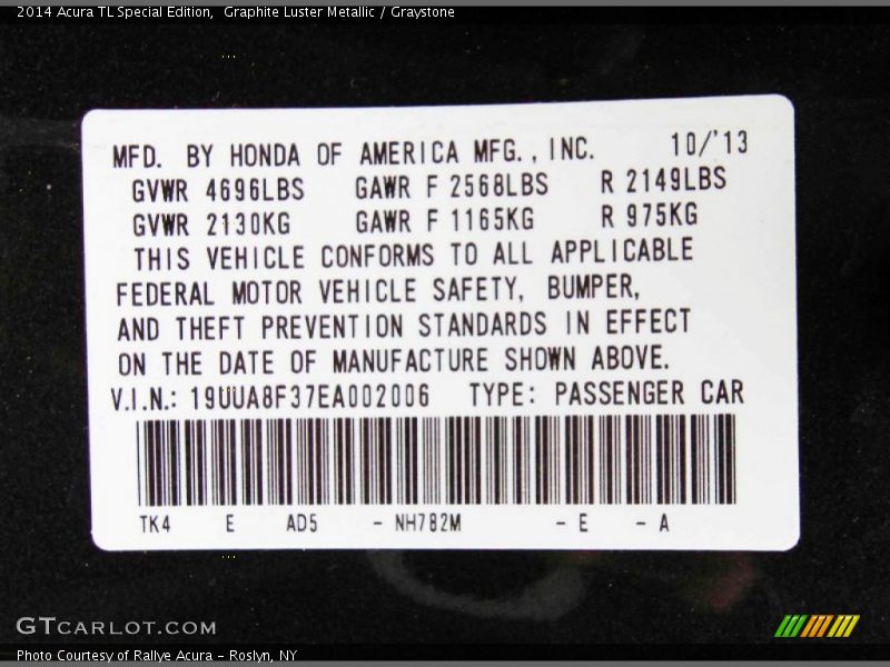 Graphite Luster Metallic / Graystone 2014 Acura TL Special Edition